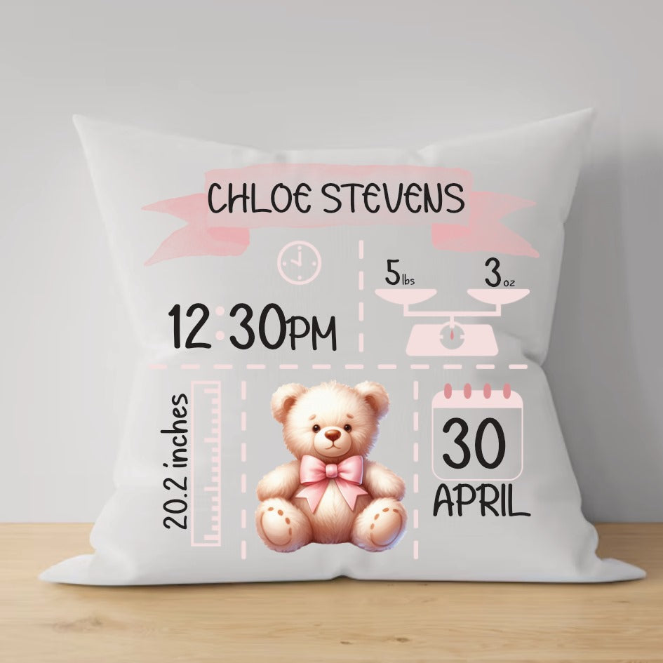 Baby Arrival Teddy Keepsake Pillows