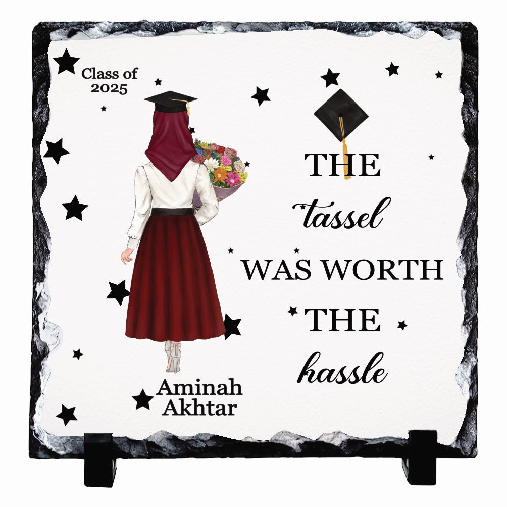 Hijabi The Tassle was Worth The Hassle Personalised Rock Slates