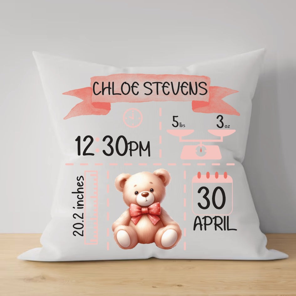 Baby Arrival Teddy Keepsake Pillows
