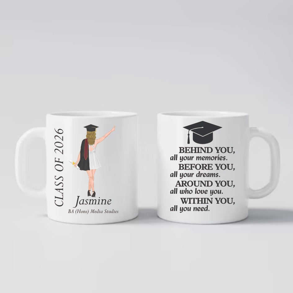 Behind You All Your Memories Graduation Gift Personalised Mug
