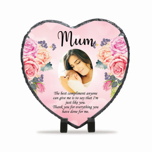 Mother's Day Photo & Message Heart Rock Slate