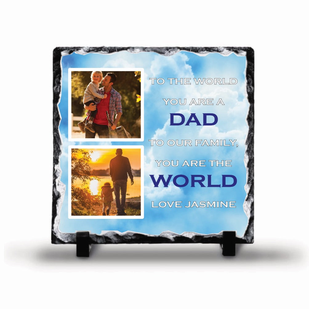 Father's Day Personalised Rock Slates Photos & Text