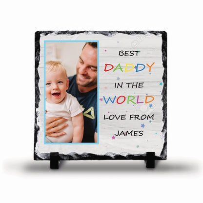 Father's Day Single Photo & Text Rock Slate