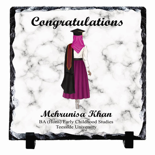 Hijabi Dress Graduate Full Silhouette Personalised Rock Slates