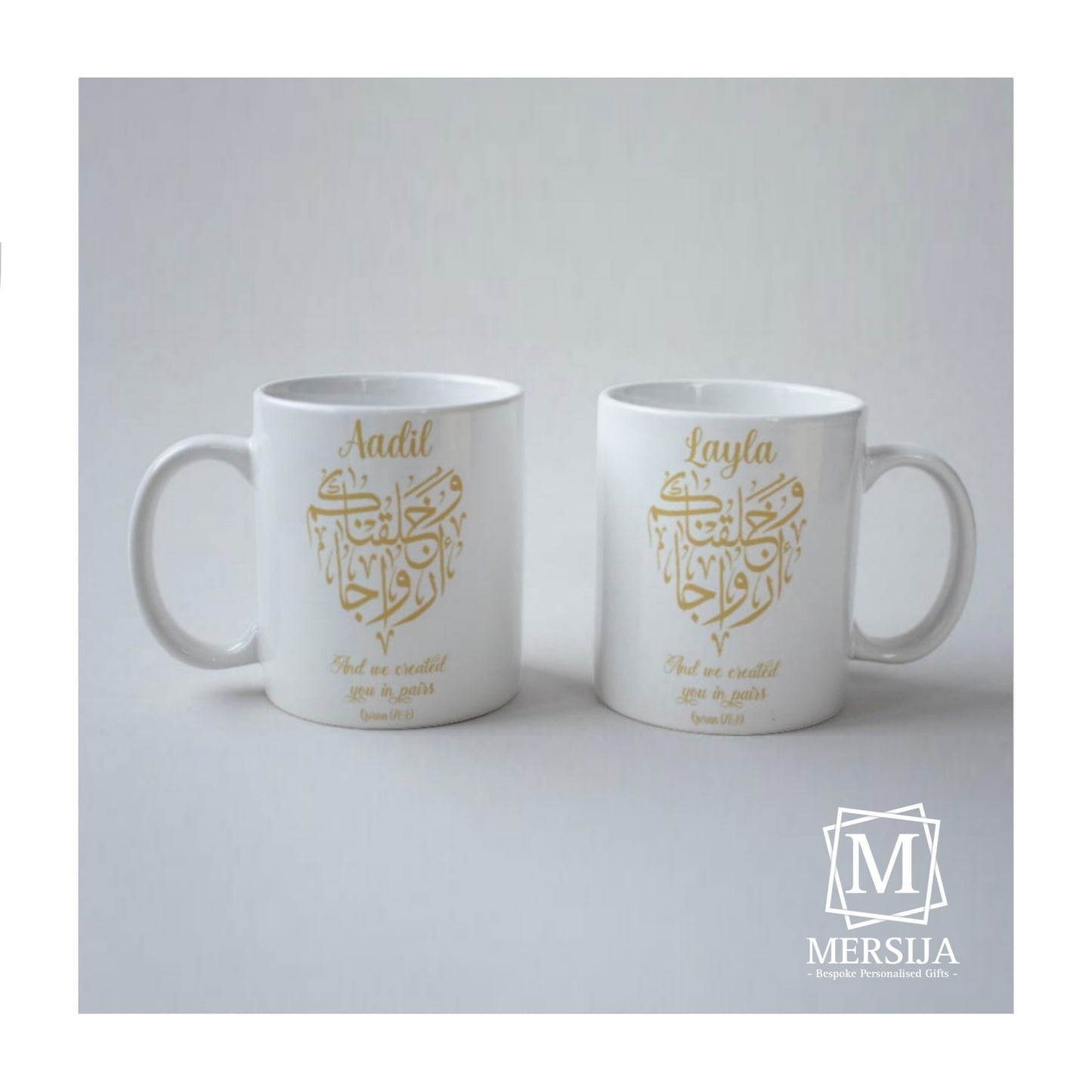 Personalised Heart 'and we created you in pairs' Wedding Mugs