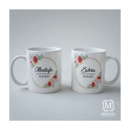 Floral Personalised Wedding Mugs