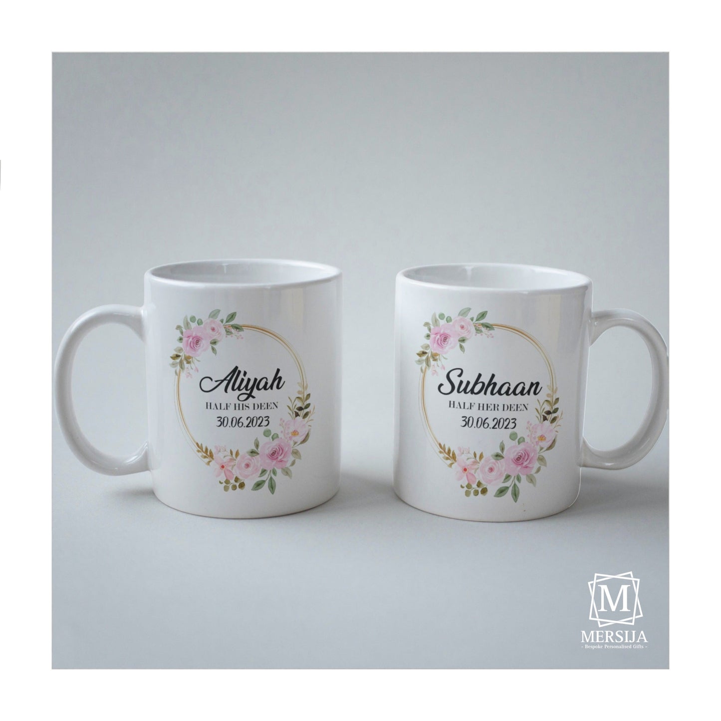 Floral Personalised Wedding Mugs