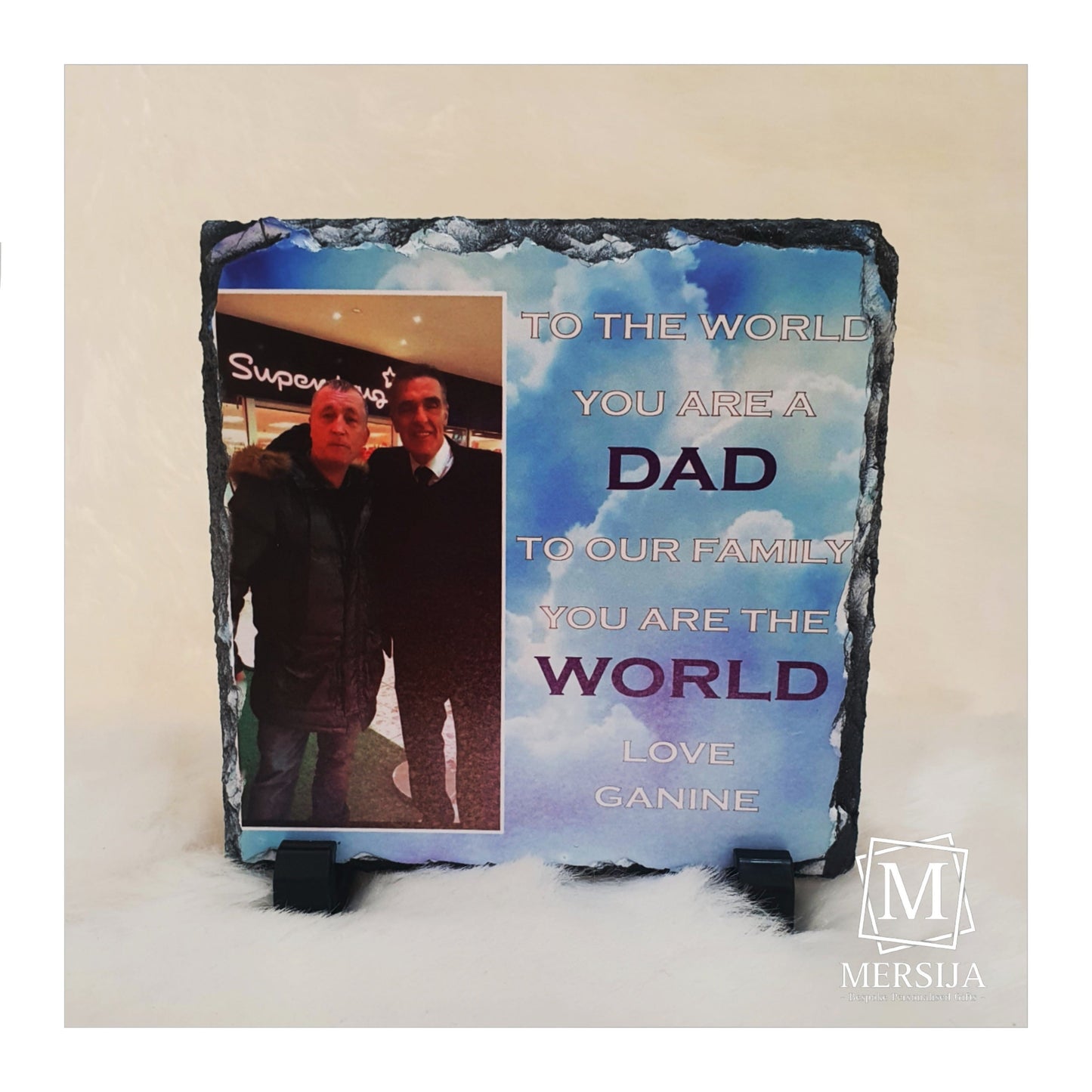 Father's Day Single Photo & Text Rock Slate