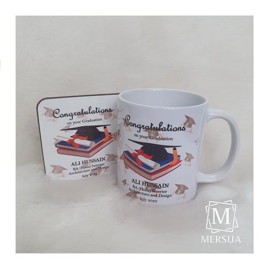 Graduation Hat Personalised Mug & Coaster