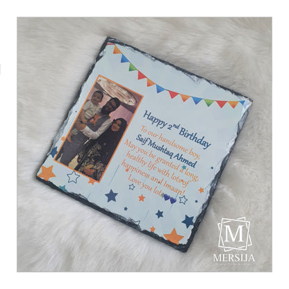 Single Photo With Personalised Text Rock Slates