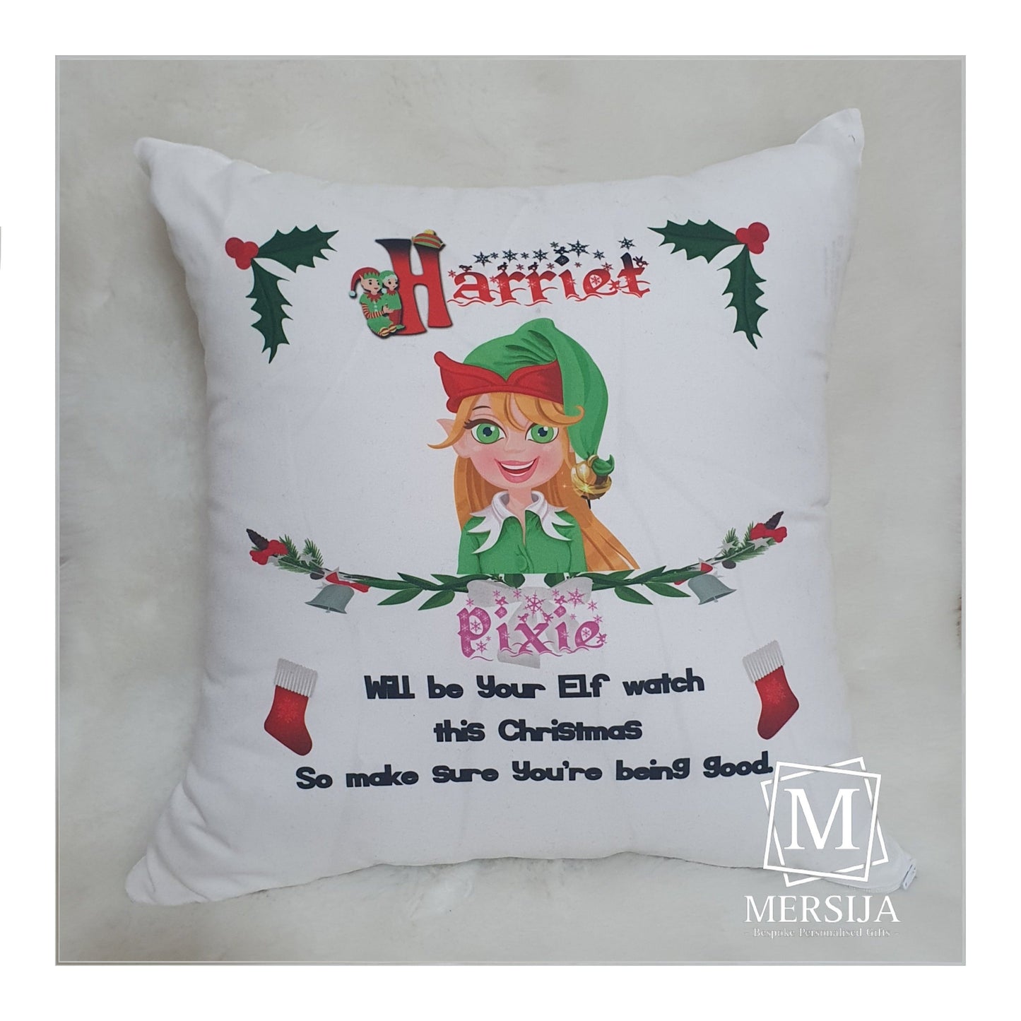 Elf Watch Personalised Pillow