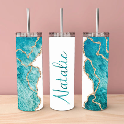 Personalised Glitter Marble Tumbler