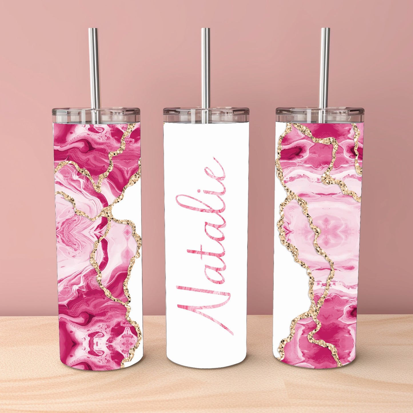 Personalised Glitter Marble Tumbler