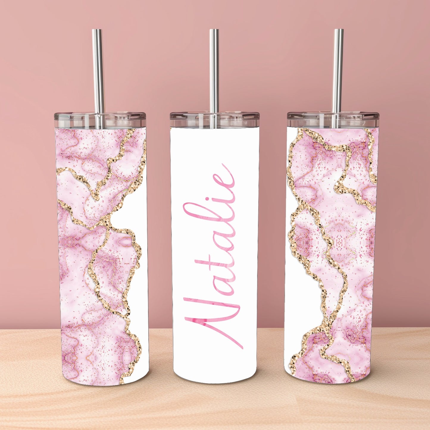 Personalised Glitter Marble Tumbler