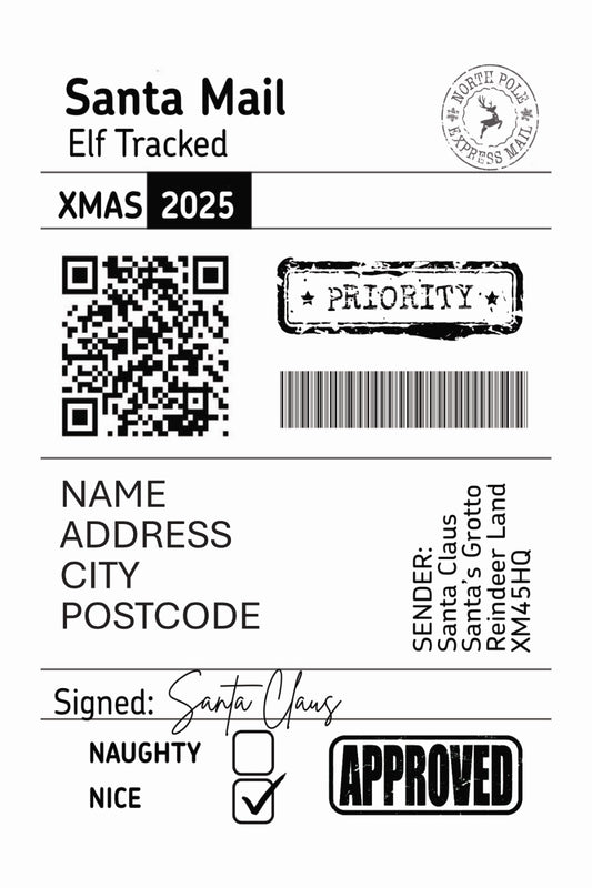 Santa Mail Shipping Labels x5