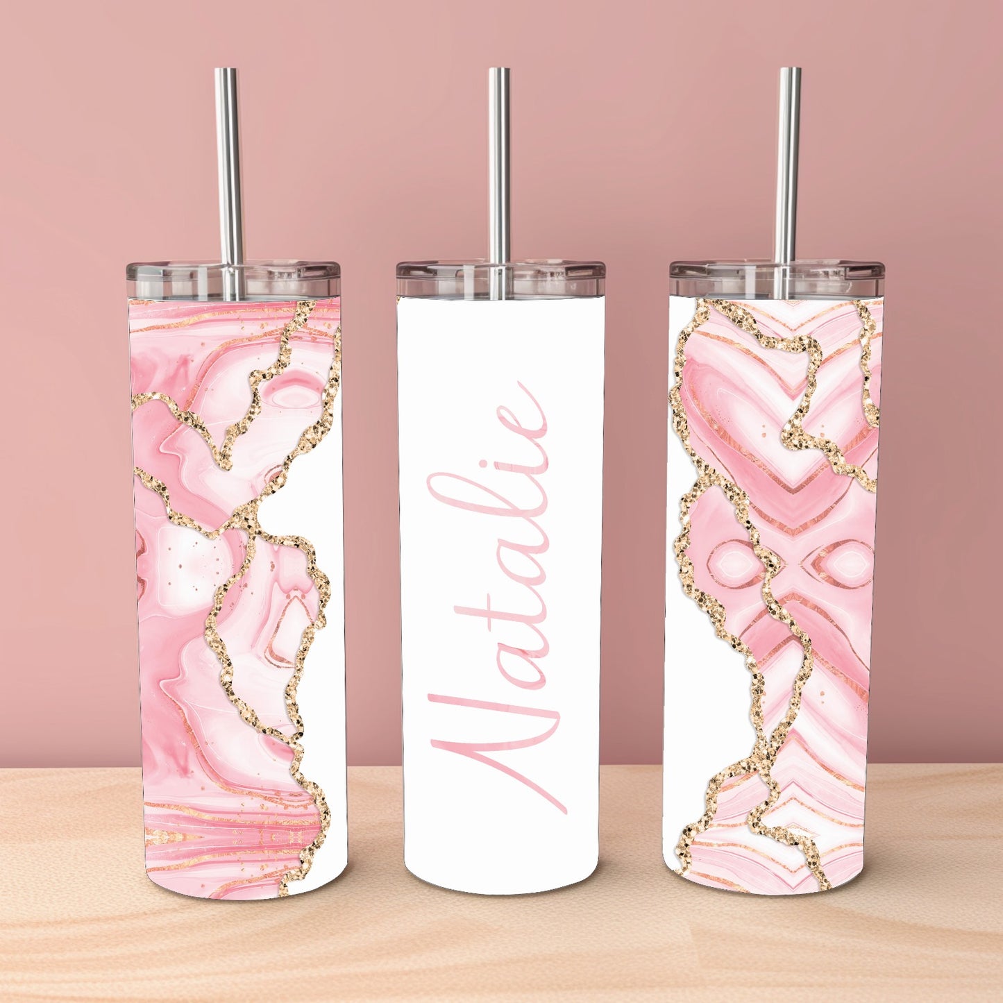 Personalised Glitter Marble Tumbler