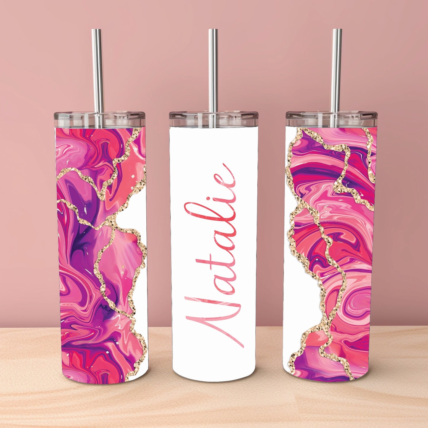 Personalised Glitter Marble Tumbler