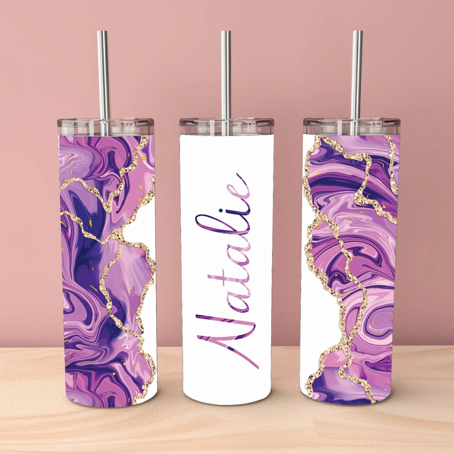 Personalised Glitter Marble Tumbler