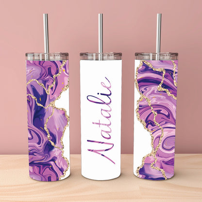 Personalised Glitter Marble Tumbler