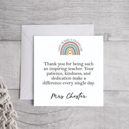 Personalised Teacher Cards
