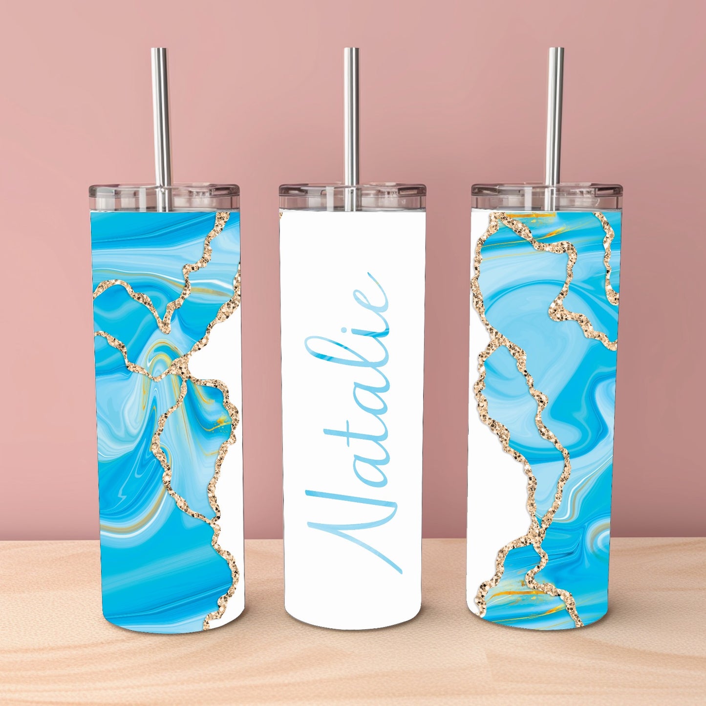 Personalised Glitter Marble Tumbler