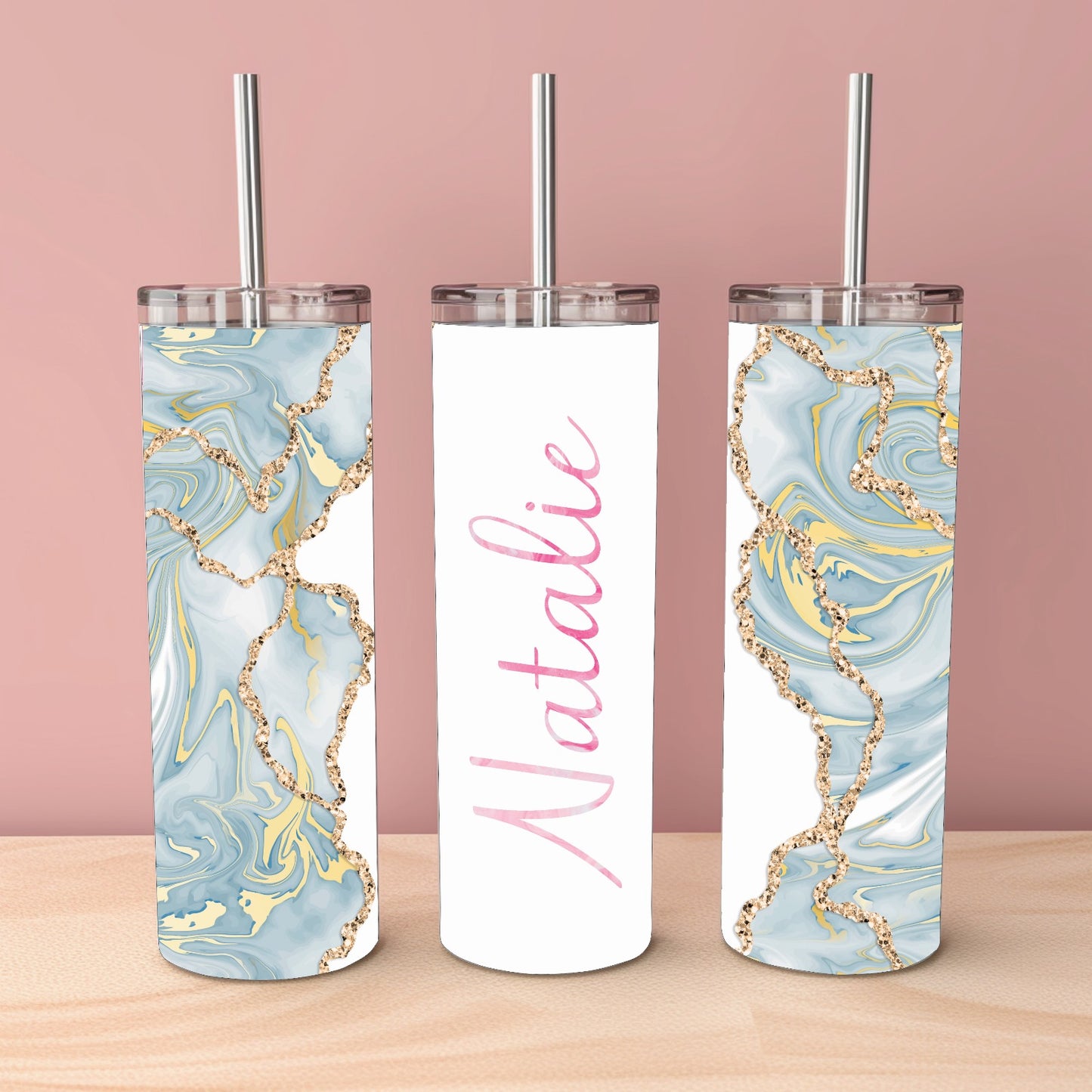 Personalised Glitter Marble Tumbler