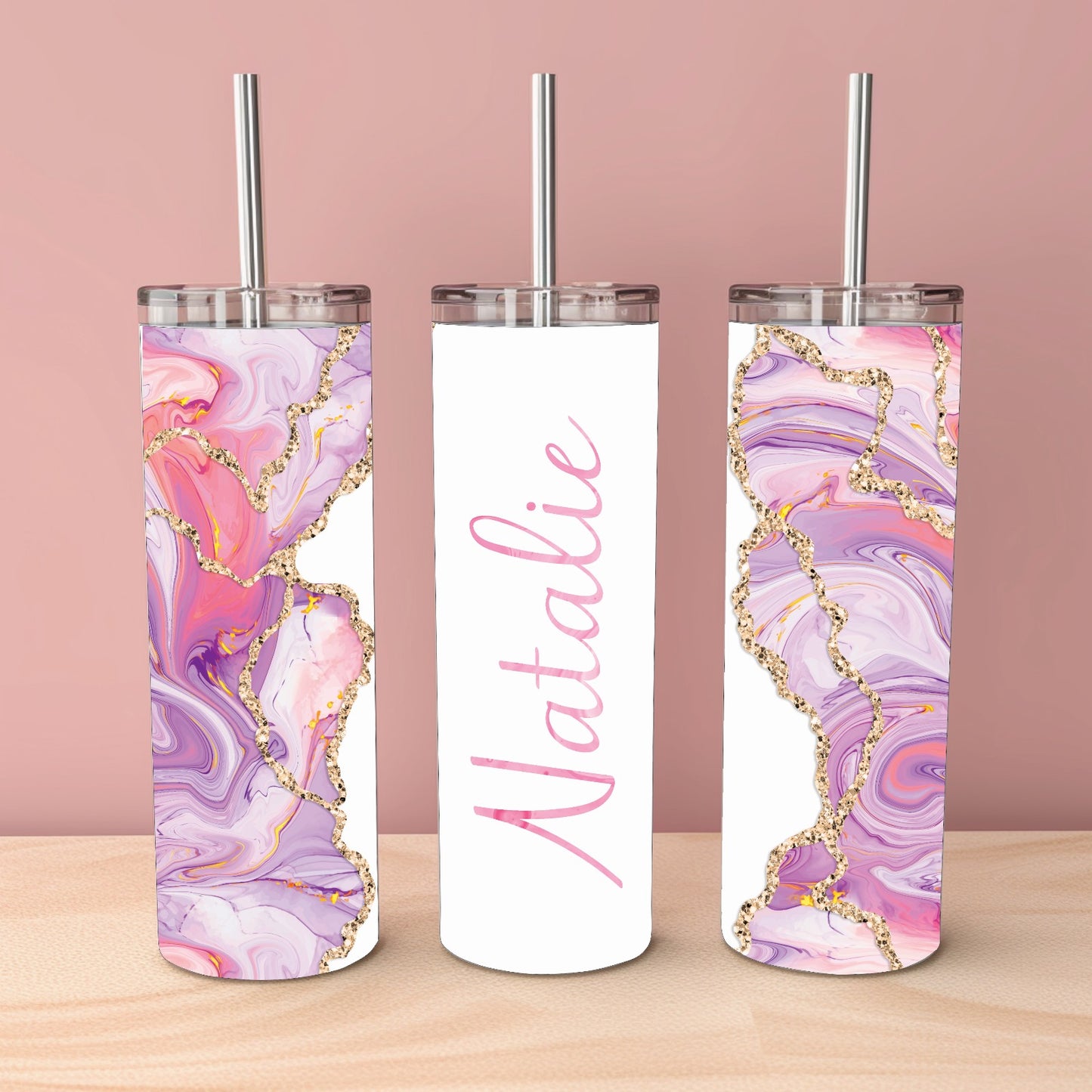 Personalised Glitter Marble Tumbler