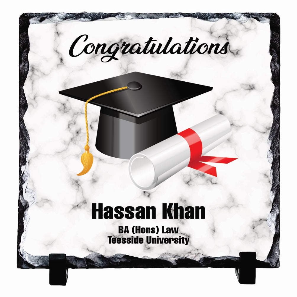 Marble Graduation Hat Personalised Rock Slates
