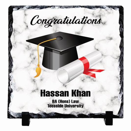Marble Graduation Hat Personalised Rock Slates
