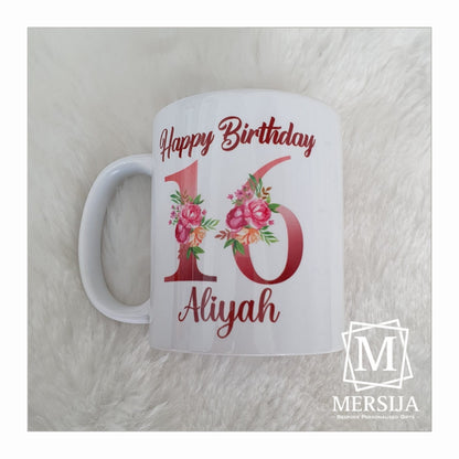 Floral Rose Gold Birthday Mug
