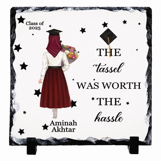Hijabi The Tassle was Worth The Hassle Personalised Rock Slates