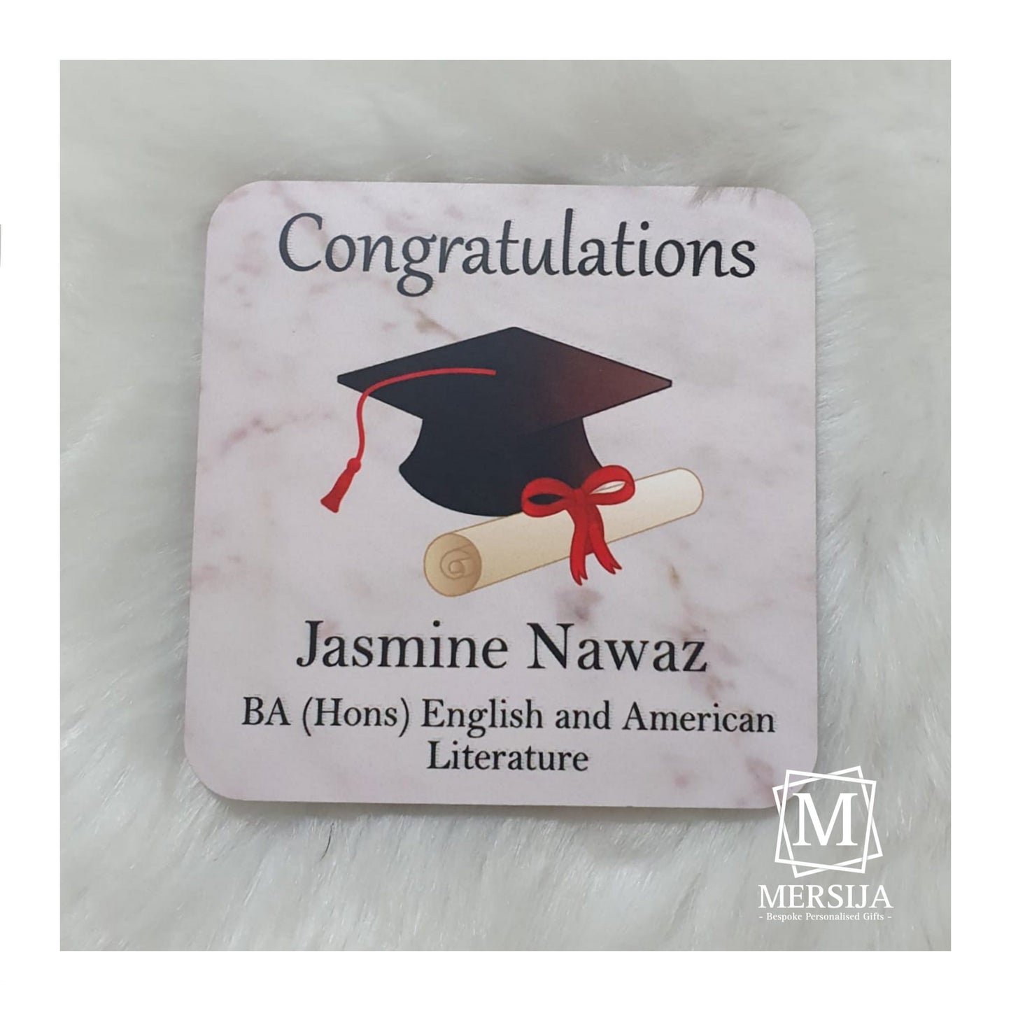 Graduation Hat Marble Effect Mug & Coaster