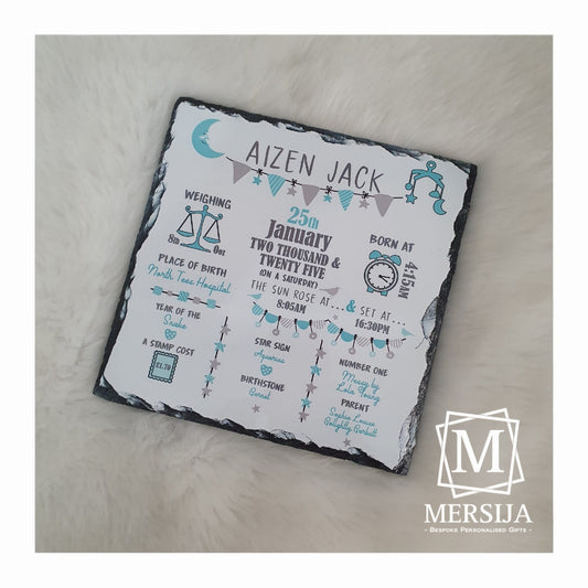 Baby Arrival Stat Rock Slate