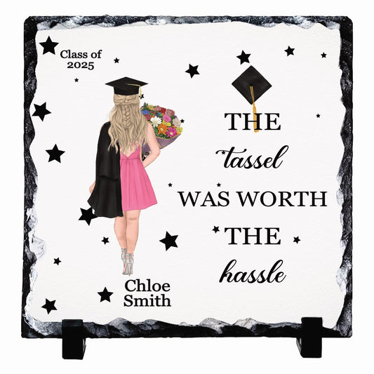 The Tassle was Worth The Hassle Personalised Rock Slates